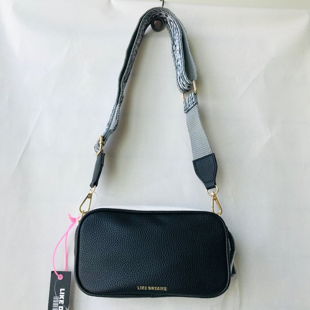 LIKE DREAMS Vegan leather women's Camera Crossbody Small bag - Black /White